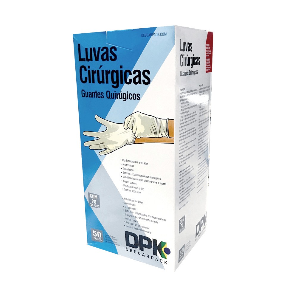 LUVA CIRURGICA COM PO PLAST DPK PAR DESCARPACK Cristal Distribuidora